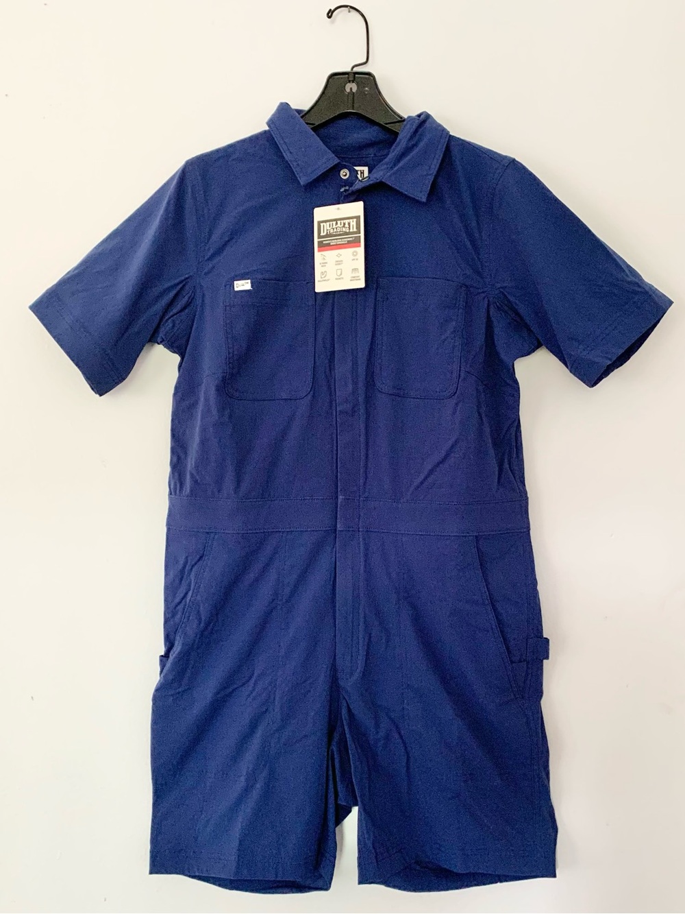 NWT Duluth Medium Heirloom Gardening 7" Short Coveralls Overalls Shortalls Blue